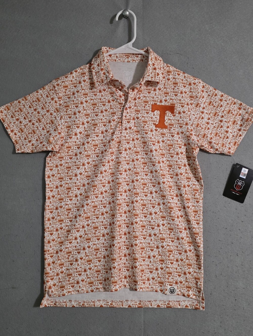NWT Wes & Willy Tennessee Volunteers AOP Tailgate Polo Size Youth Large